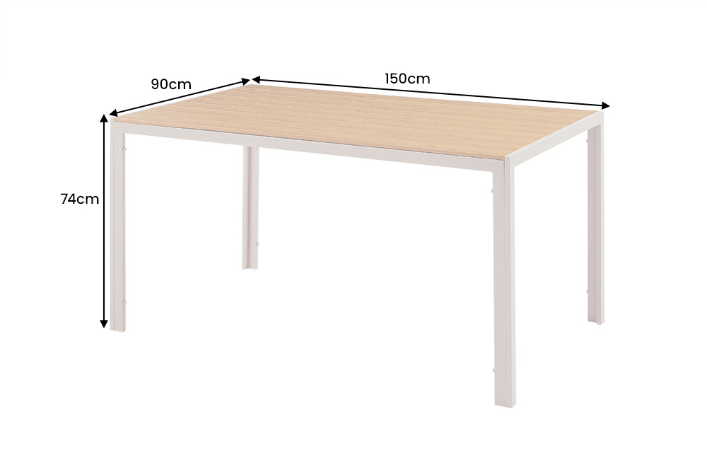 Moderner Gartentisch DESIGNO 150cm natur greige Aluminium wetterfest Outdoor