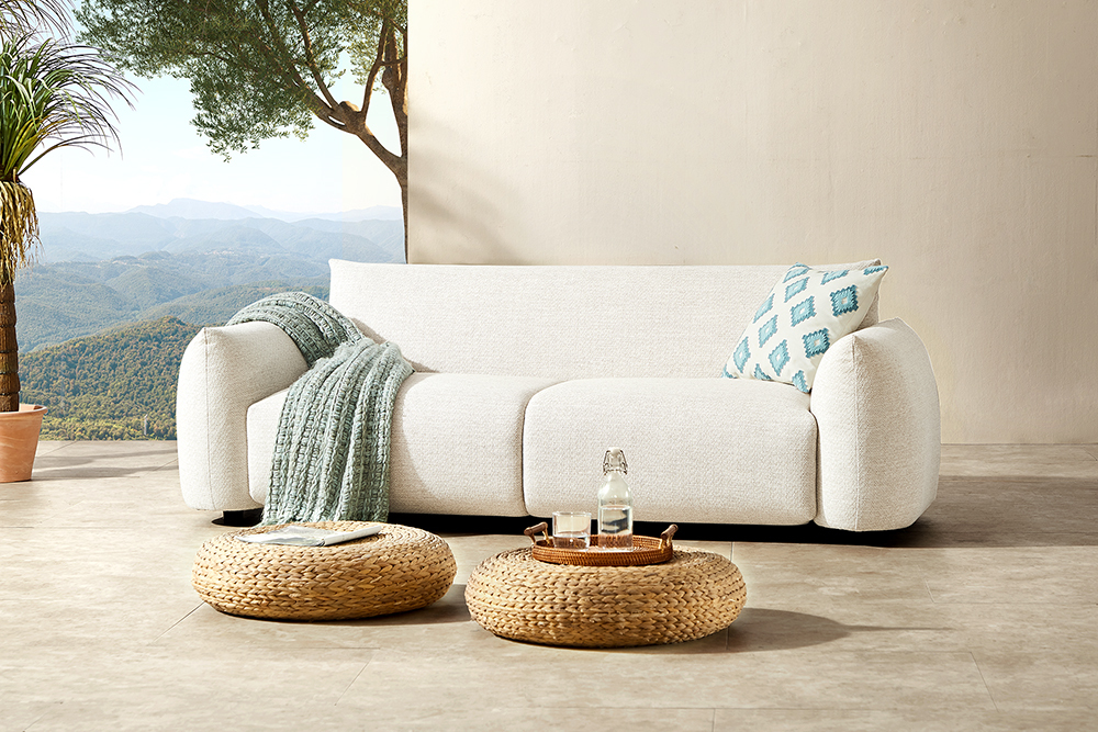 In- und Outdoor Sofa SEAHAWK 205cm creme Aluminium Olefin wetterfest 2-Sitzer Couch