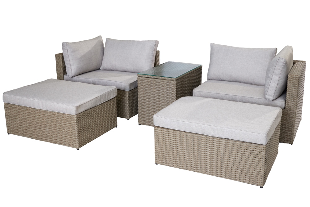 Outdoor Gartenlounge Set XXL MODULAR natur Polyrattan Sitzgruppe wetterfest inkl. Kissen