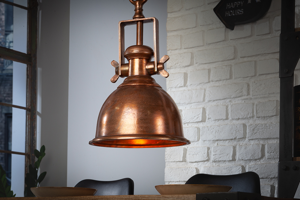 Design Hängelampe INDUSTRIAL 45cm kupfer geflammt Industrial Stil