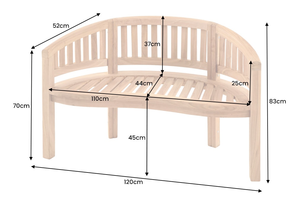 Massive Gartenbank EMPIRE TEAK 120cm natur Teakholz