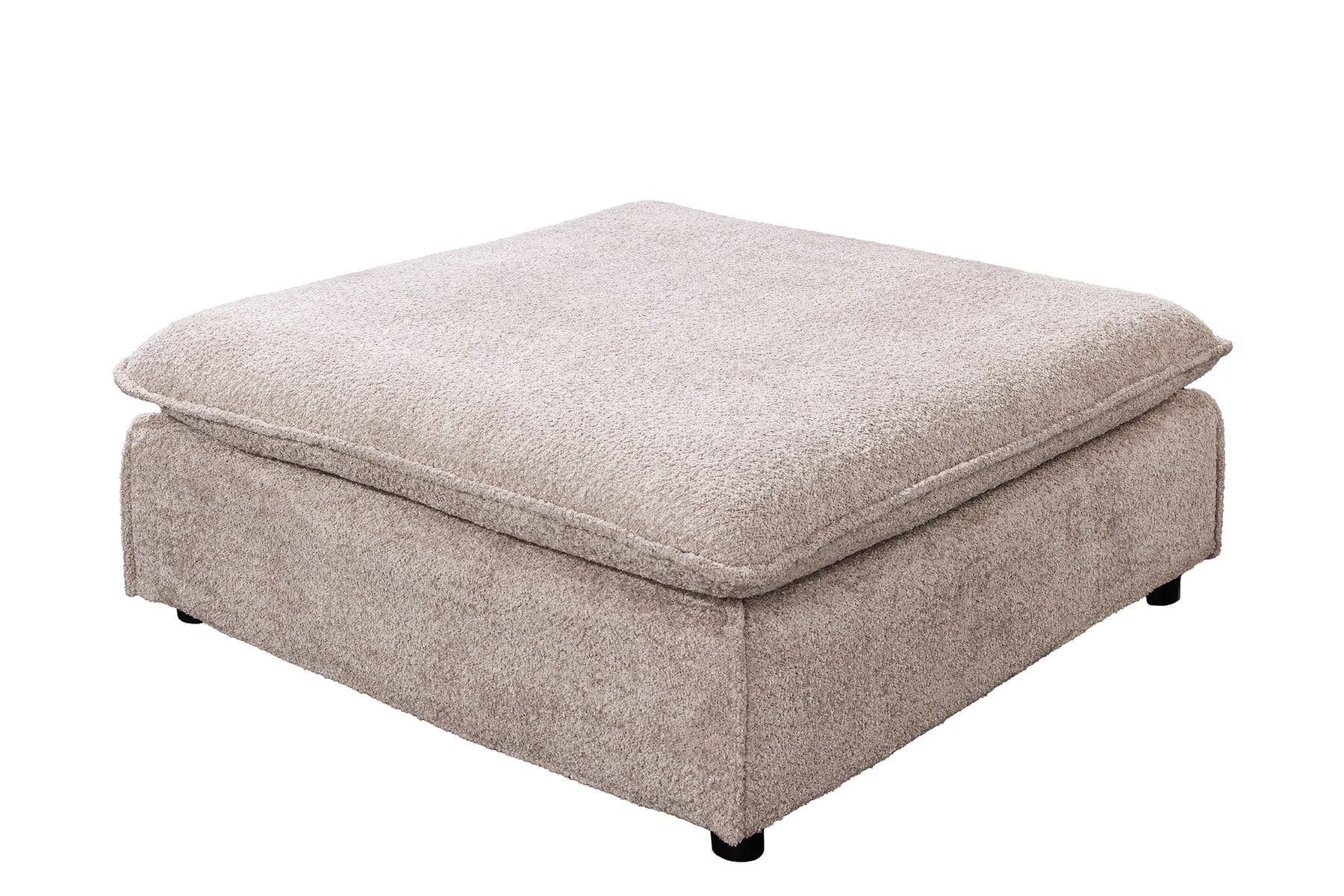 Großer Hocker HEAVEN 100cm champagner beige Bouclé Polsterhocker Federkern