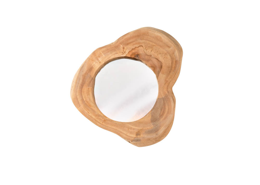 Handgearbeiteter Spiegel REFLECT 31cm natur Teakholz Wandspiegel