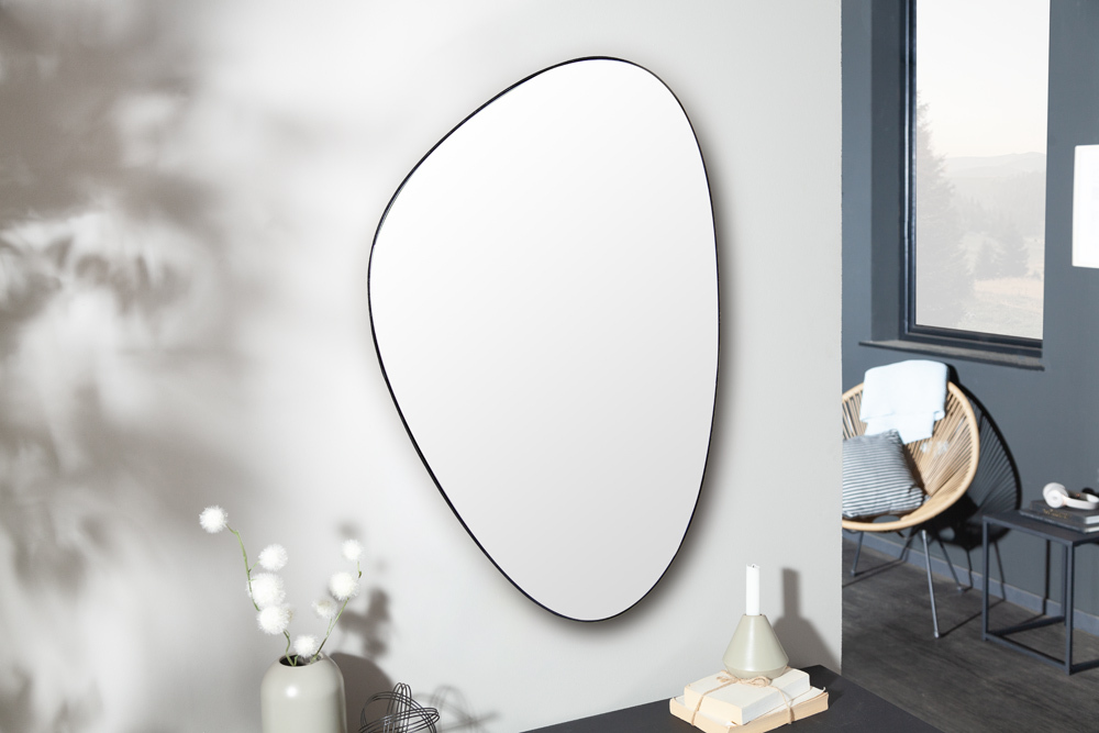 Moderner Wandspiegel NOEMI 90cm schwarz asymmetrisches Design