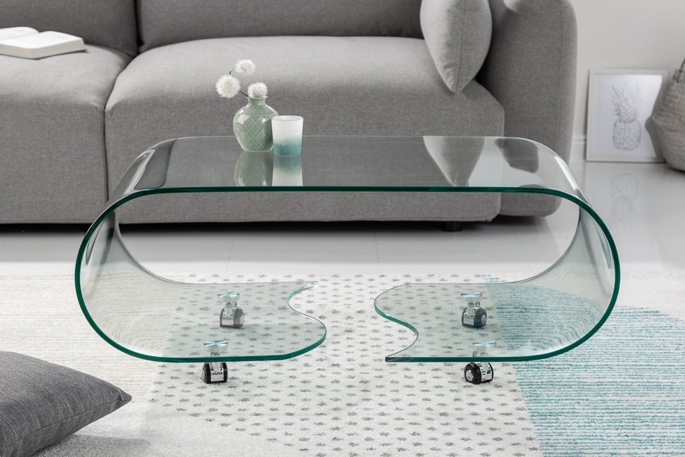 Extravaganter Glas Couchtisch FANTOME 90cm transparent