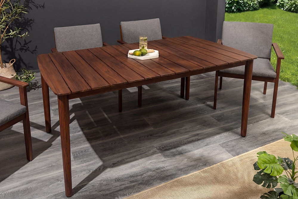 Wetterfester Gartentisch KOPENHAGEN 160cm braun Akazie honey finish Massivholz Outdoor