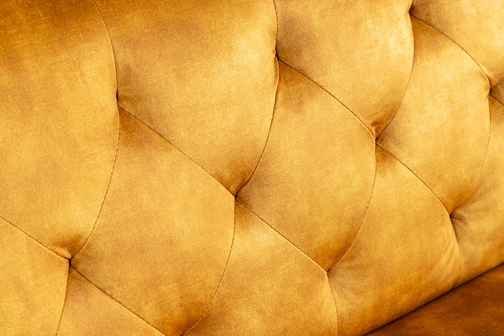 3-Sitzer Sofa MAISON BELLE AFFAIRE 220cm senfgelb Samt mit Schlaffunktion