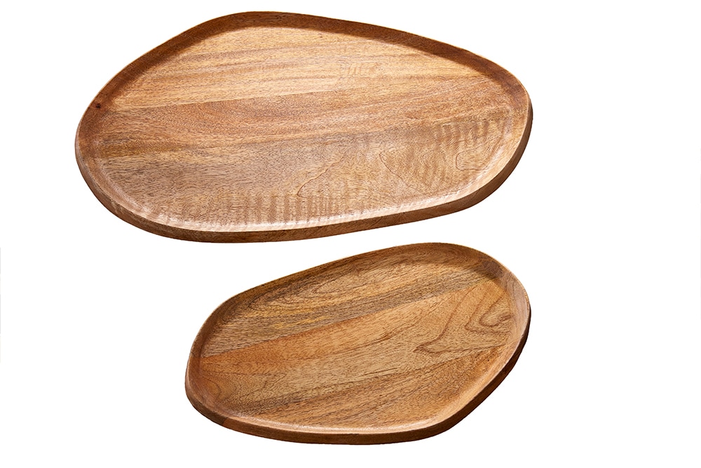 Massives Tablett 2er Set AMAZONAS 56cm Mangoholz handgearbeitet