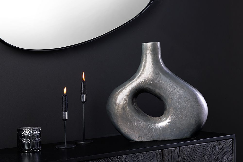 Handgefertigte Vase RING 40cm dunkelgrau Metall Dekoration Blumenvase » Jetzt kaufen