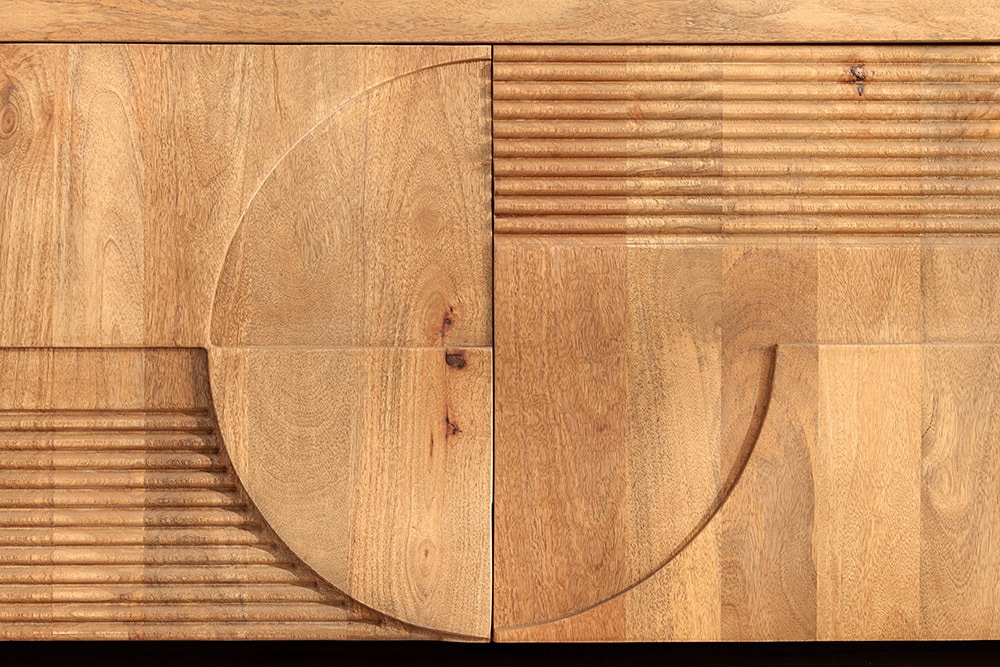 Massives Sideboard ART DECO 170cm cream finish beige Mangoholz abgerundet
