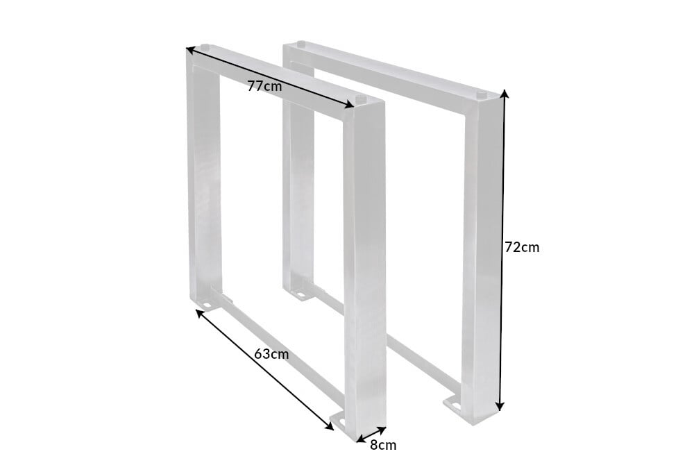 2er Set Tischgestell U-FRAME 80cm Edelstahl gebürstet matt Tischbeine Kufe Esstisch