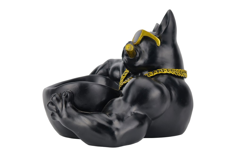 Deko-Figur BULLDOG 35cm schwarz handmade Schale mit Ablagefach Deko-Figur BULLDOG 35cm schwarz handmade Schale mit Ablagefach