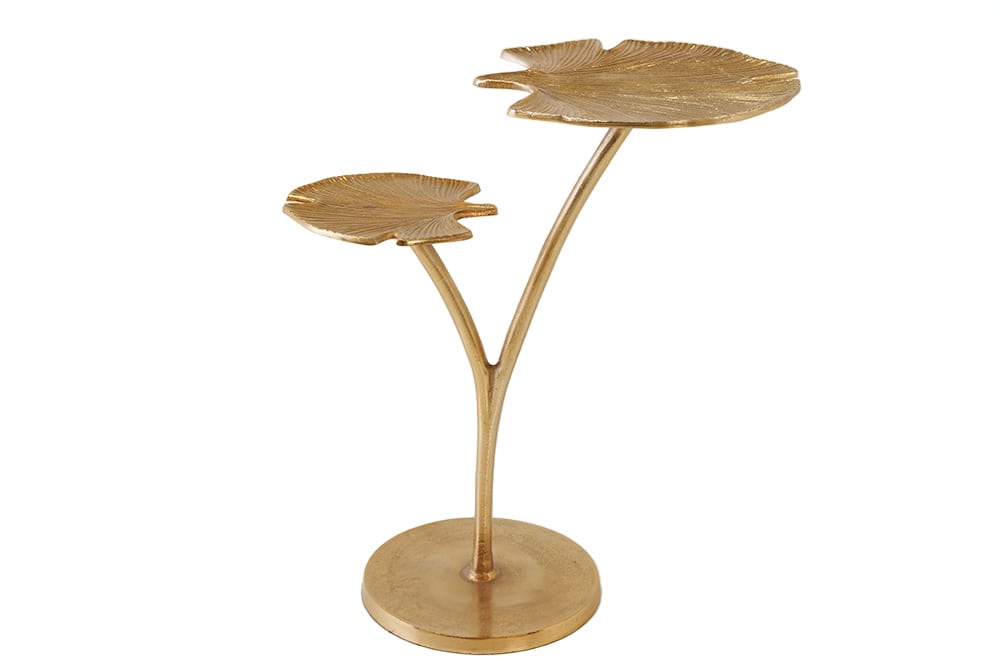 Dekorativer Beistelltisch GINKGO LEAFS 50cm gold handmade Metall