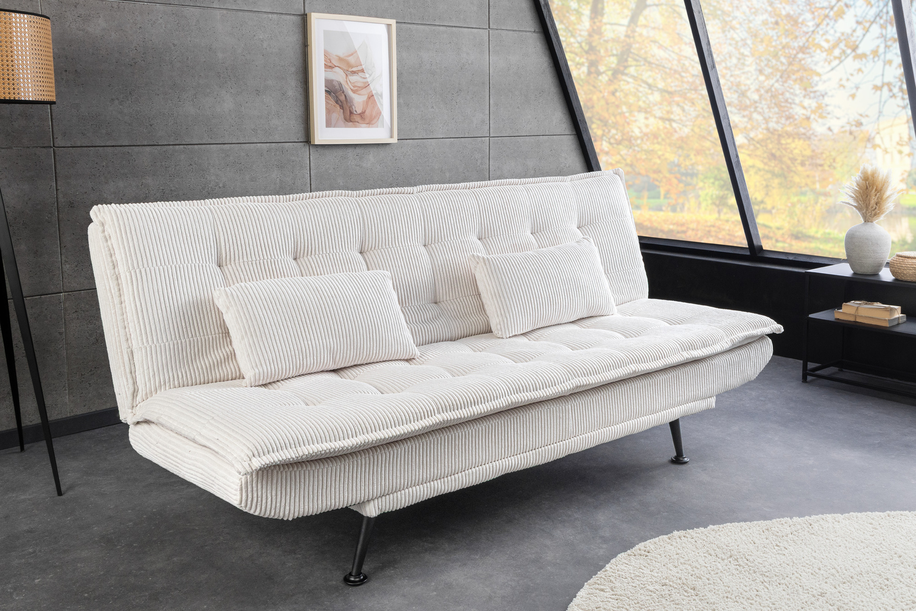 Modernes Schlafsofa JAZZ 190cm beige Cord 3-Sitzer Couch