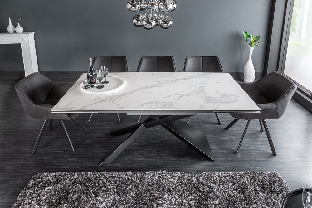 Ausziehbarer Esstisch EUPHORIA 180-220-260cm Marmor weiß Keramik made in Italy