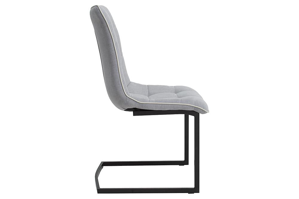 Design Freischwinger Stuhl MIAMI hellgrau Metallgestell matt schwarz