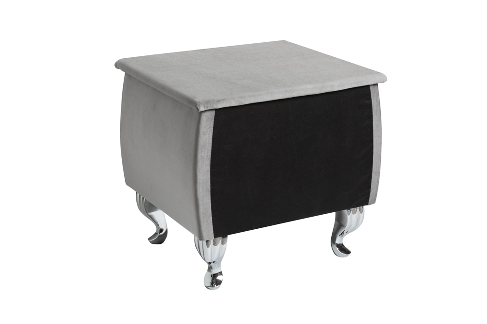 Eleganter Nachttisch EXTRAVAGANCIA 50cm silbergrau Samt Nachtkommode mit Schublade