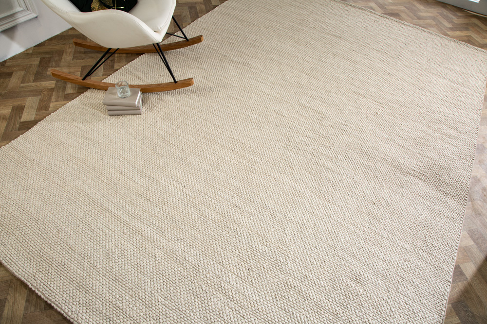 Design Teppich WOOL XXL 350x240cm hellbeige aus Wolle