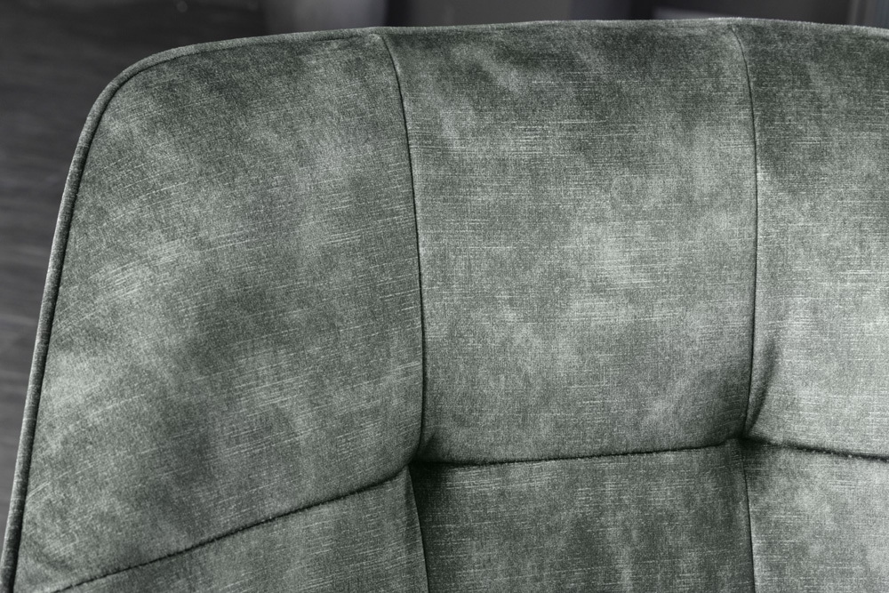 Design Stuhl LOFT grün Samt drehbar Metallgestell schwarz mit Armlehne