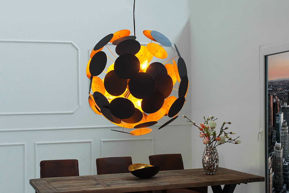 Moderne Design Hängeleuchte INFINITY HOME 70cm schwarz gold Pendelleuchte