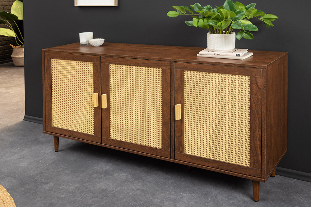 Design Sideboard VIENNA 120cm braun Wiener Geflecht Kommode