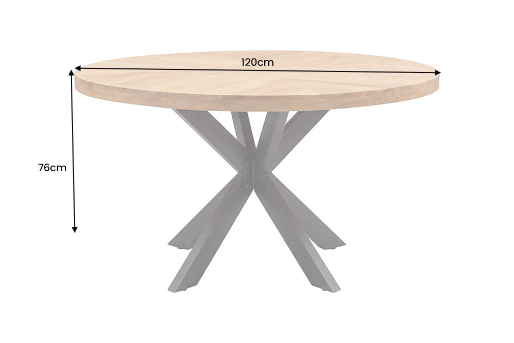 Runder Esstisch INFINITY HOME 120cm natur cream finish Mangoholz Parkett schwarz