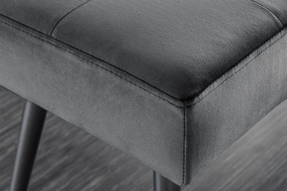 Design Sitzbank BOUTIQUE 100cm dunkelgrau Samt schwarze Metallbeine
