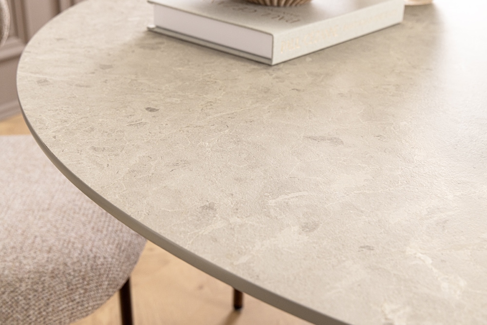Runder Esstisch EN VOGUE 120cm matt grau Beton-Design mit Säulenfuß