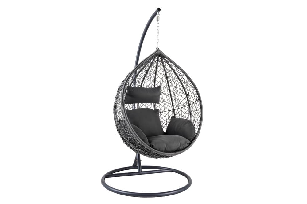 In- und Outdoor Hängesessel LOFT anthrazit grau Gartenstuhl inklusive Kissen wetterfest