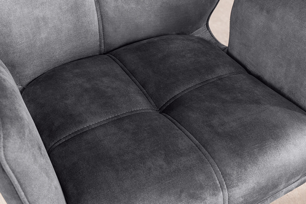 Drehbarer Design Stuhl CONCORD dunkelgrau Samt Taschenfederkern Metallgestell schwarz