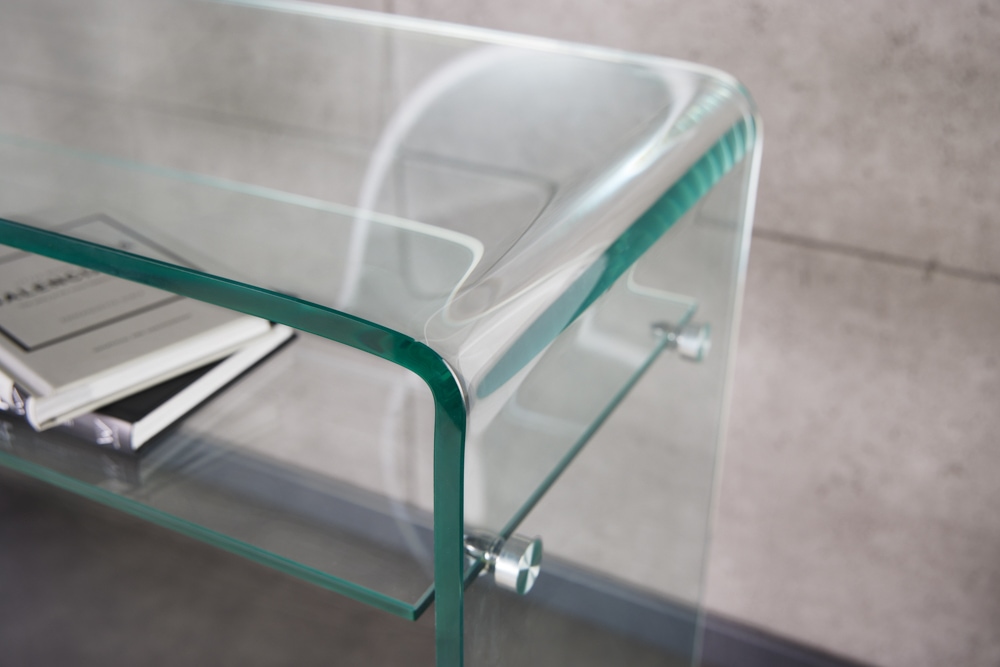Design Konsolentisch FANTOME 100cm Glas transparent mit Ablage
