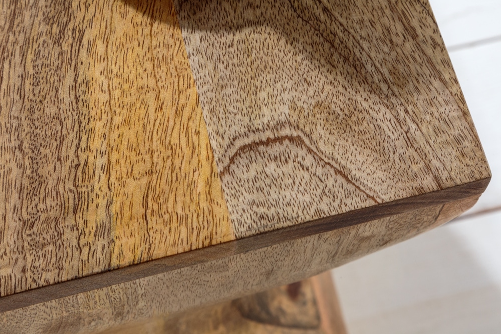 Massiver Hocker TWIST 45cm natur Mangoholz handmade Beistelltisch