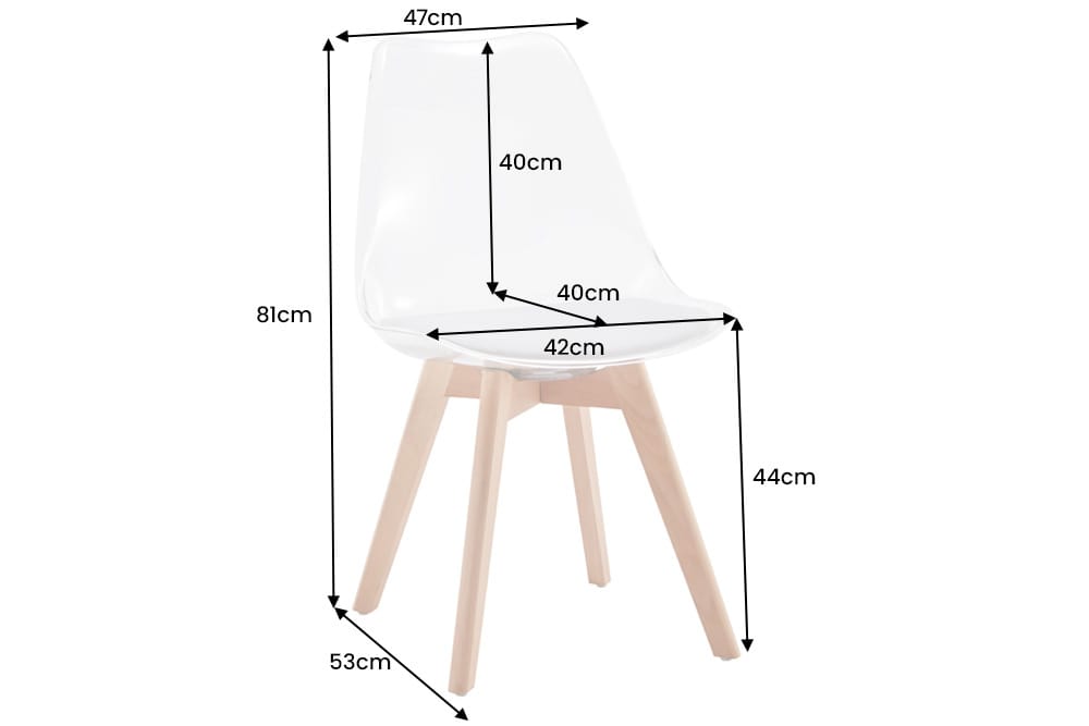 Design Stuhl SCANDINAVIA MEISTERSTÜCK transparent schwarz Kunststoff Buchenholz natur