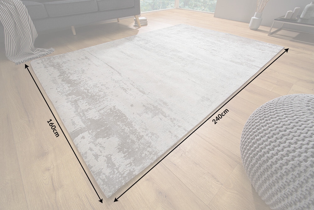 Vintage Baumwoll-Teppich MODERN ART 240x160cm beige grau verwaschen Used Look