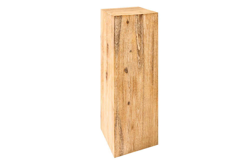 Massivholz Dekosäule COLUMNA 75cm Akazie teakgrau gekälkt Beistelltisch