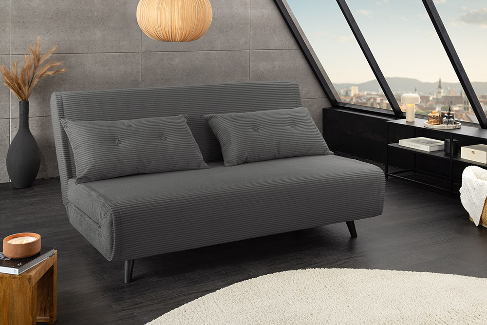 Retro Schlafsessel SMART MULTIFUNCTION 140cm grau Cord Bettfunktion inkl. Kissen » Jetzt kaufen