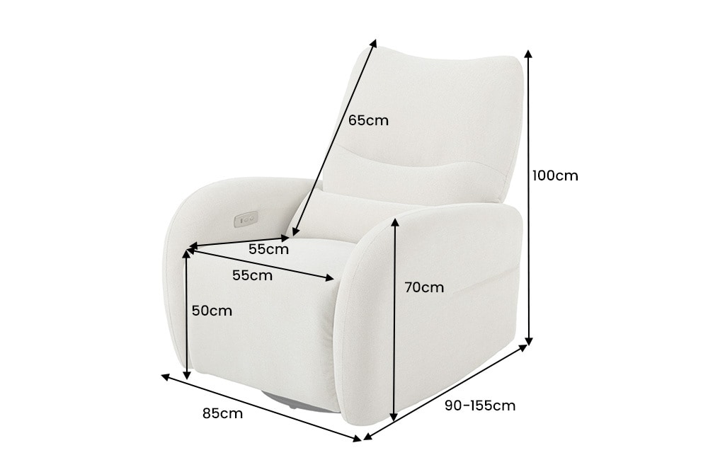 Elektrischer Kinosessel PRIORITY beige inkl. Kissen 360° drehbar mit USB-Anschluss