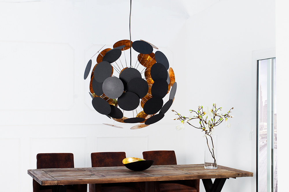 Moderne Design Hängeleuchte INFINITY HOME 70cm schwarz gold Pendelleuchte
