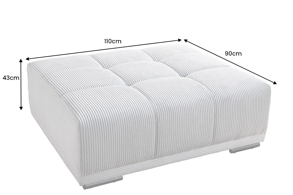 Moderner Hocker ELEGANCIA 110cm champagner beige Cord Fußhocker Sitzhocker