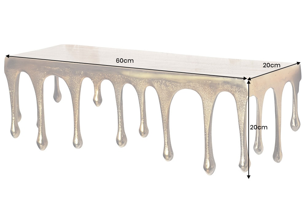 Handgefertigtes Wandregal LIQUID LINE 60cm gold antik Metall Tropfen-Design