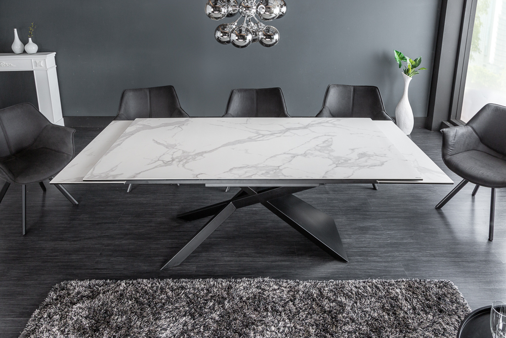 Ausziehbarer Esstisch EUPHORIA 180-220-260cm Marmor weiß Keramik made in Italy