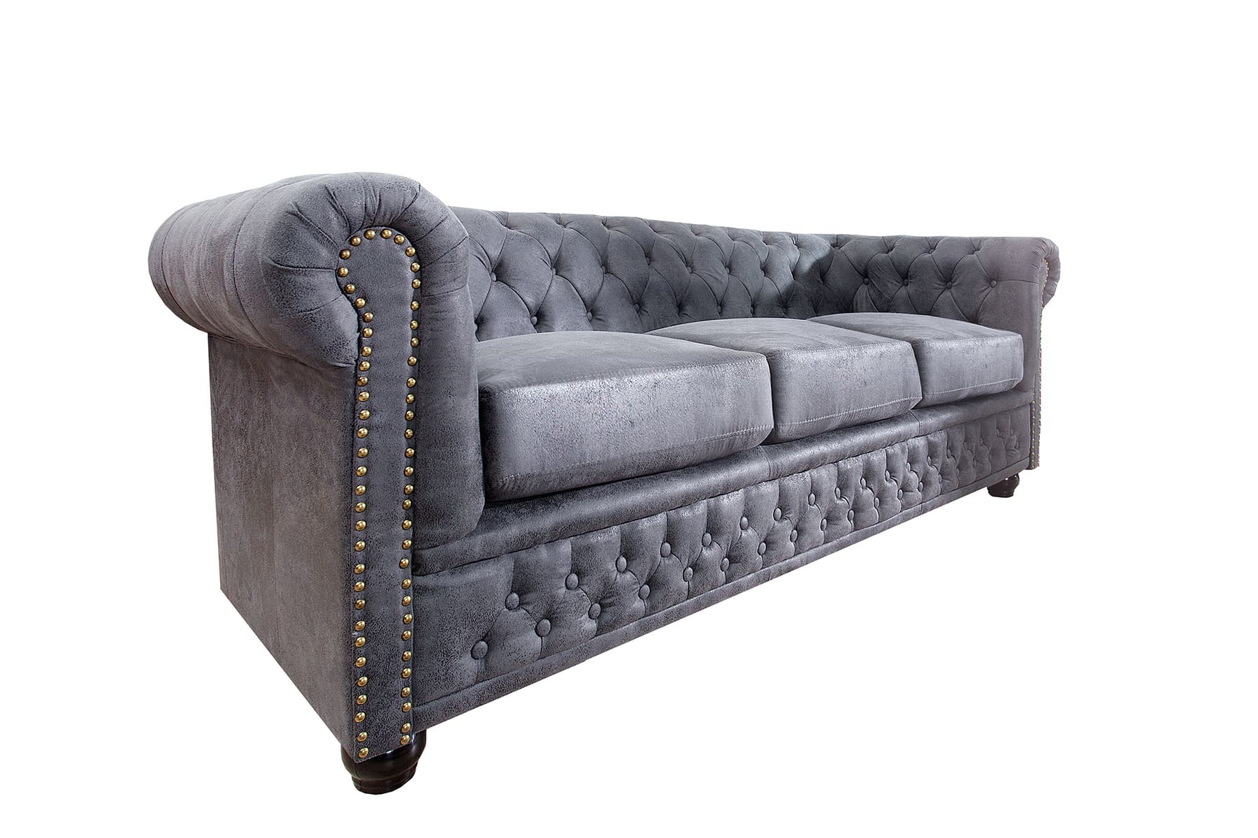 Design 3er Sofa CHESTERFIELD 200cm antik grau Federkern 3-Sitzer Loungesofa
