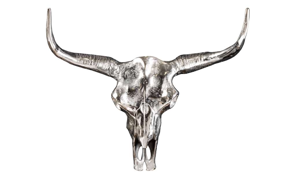 Design Schädel MATADOR 70cm silber Aluminium Wanddekoration