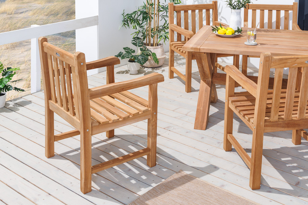 Massiver Gartenstuhl EMPIRE TEAK natur Teakholz Outdoor