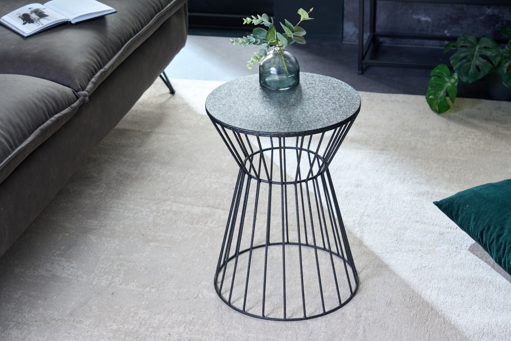 Runder Beistelltisch VARIATION 45cm schwarz Metallgestell Eisen handmade » Jetzt kaufen