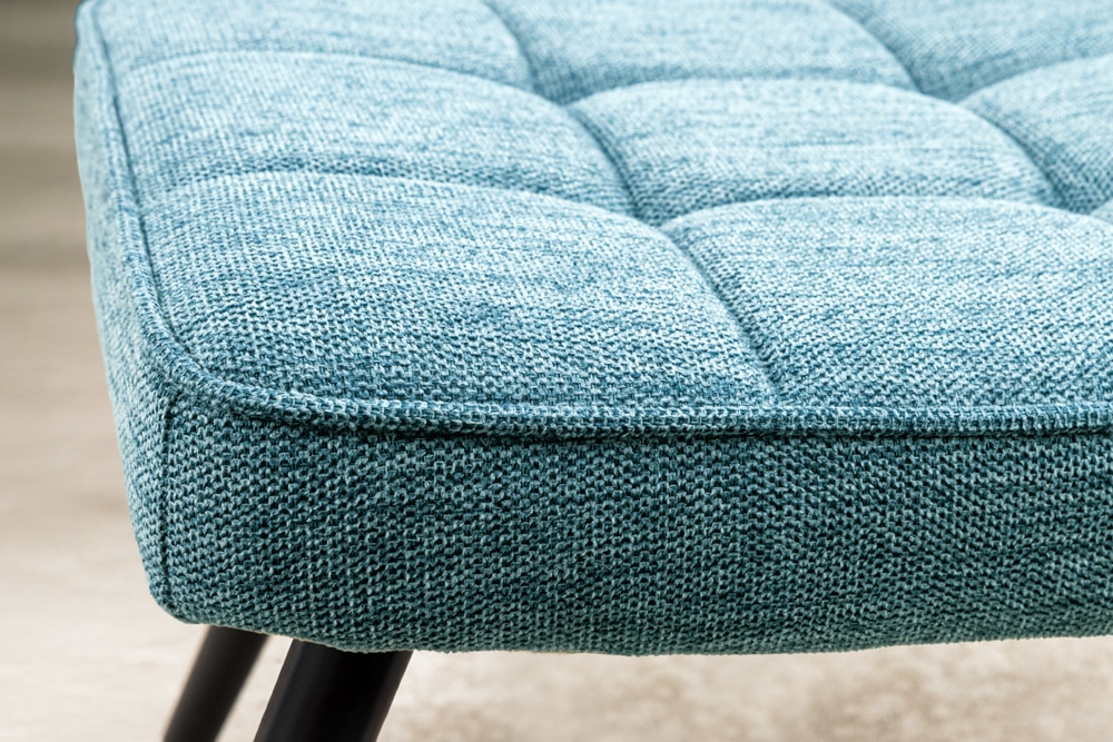 Moderner Hocker SCANDINAVIA blau Strukturstoff Metallbeine Fußhocker