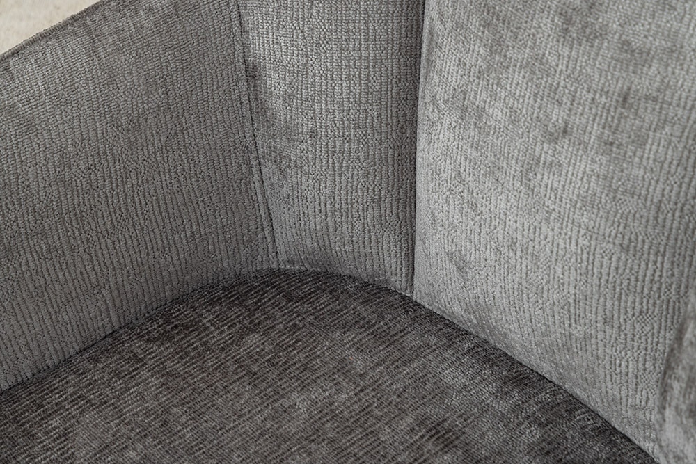 Drehbarer Retro Stuhl AVIGNON grau Chenille schwarze Metallbeine