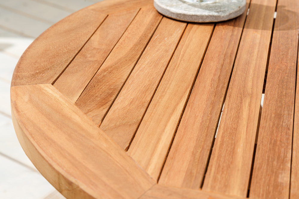 Massiver Gartenbeistelltisch EMPIRE TEAK 50cm natur Teakholz klappbar rund Outdoor
