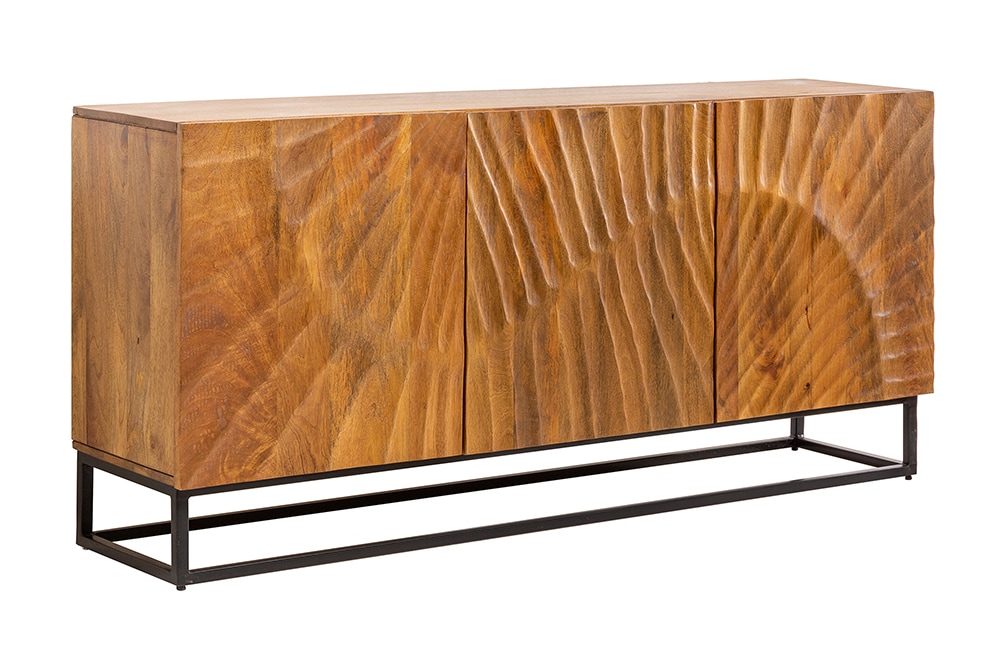 Massives Sideboard SCORPION 140cm braun Mangoholz aufwendige 3D Schnitzereien