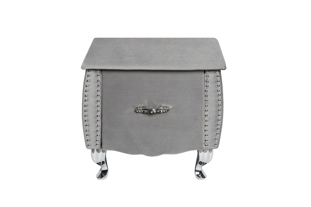 Eleganter Nachttisch EXTRAVAGANCIA 50cm silbergrau Samt Nachtkommode mit Schublade